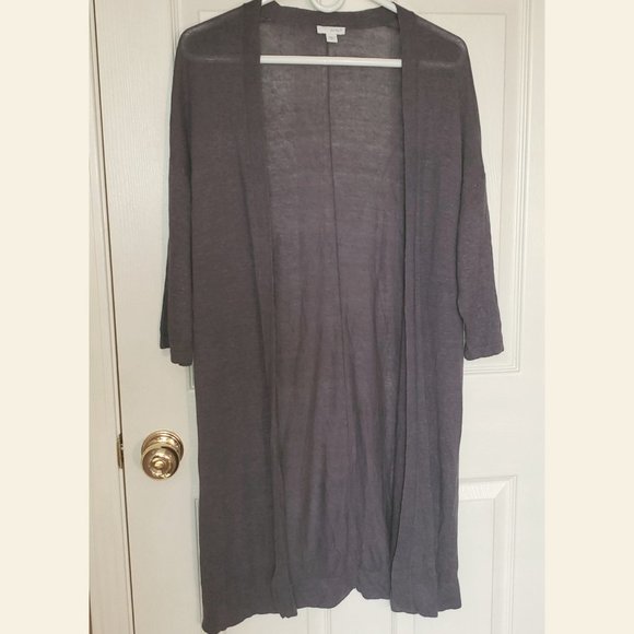 NWOT - J. Jill Lightweight Linene 3/4 Sleeve Gray Women's Cardigan XS - Picture 1 of 4